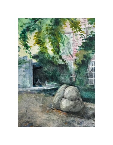 Painting titled "Late summer in Nogu…" by Levina Liu, Original Artwork, Watercolor Mounted on Wood Stretcher frame