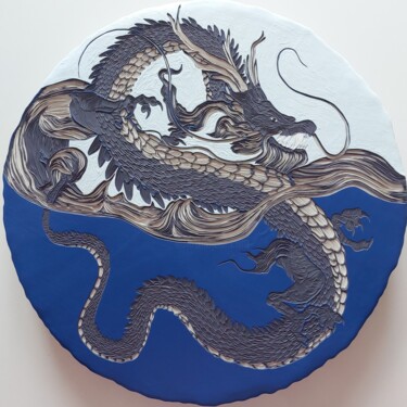 Schilderij getiteld "Sea Dragon. Paint с…" door Iuliia Belova, Origineel Kunstwerk, Acryl