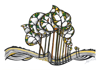 Treeland - Pays des arbres 图画 标题为“Treeland - Pays des…” 由Aniko Hencz, 原创艺术品, 墨