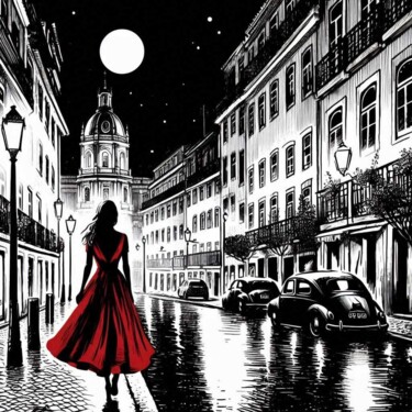 Digital Arts titled "Caminhando ao luar…" by Miguel Marques, Original Artwork, AI generated image