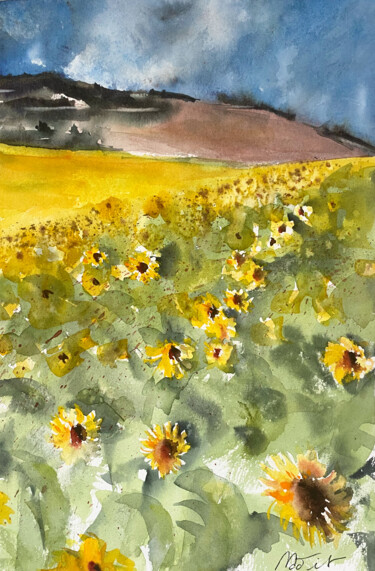 Painting titled "Éclatant" by Madit, Original Artwork, Watercolor