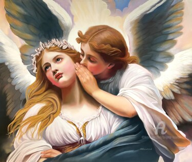 Peinture intitulée "Le secret de l'ange" par Brigitte Bouron, Œuvre d'art originale, Pastel