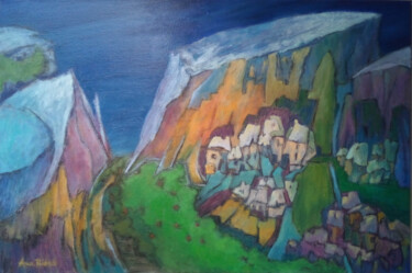 Painting titled "LUCI E OMBRE DELLA…" by Ana Riera, Original Artwork, Oil Mounted on Wood Stretcher frame