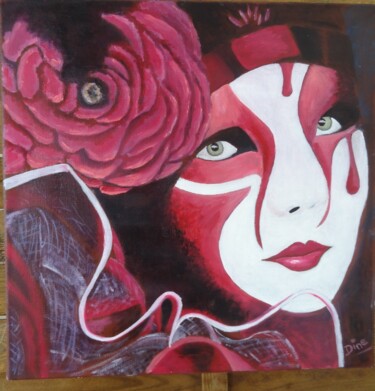 Peinture intitulée "masque venitien mod…" par Nadine Bichon, Œuvre d'art originale, Huile