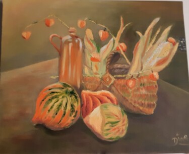 Peinture intitulée "douceurs d'automne" par Nadine Bichon, Œuvre d'art originale, Huile