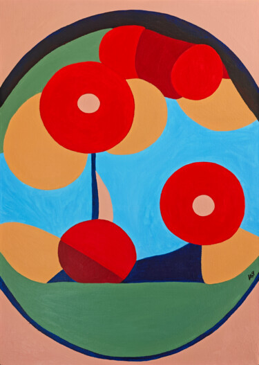 Painting titled "The Lotus Family. A…" by Olga Logvina, Original Artwork, Oil Mounted on Wood Stretcher frame