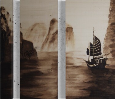 Schilderij getiteld "Invitation au voyage" door Angélique Raucoules, Origineel Kunstwerk, pigmenten