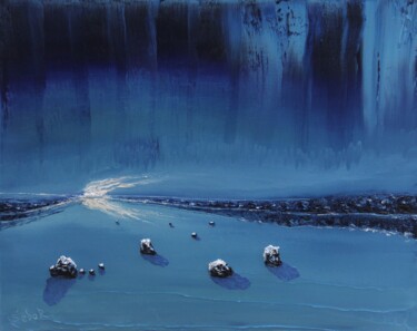 Painting titled "Iced River" by Serguei Borodouline, Original Artwork, Oil
