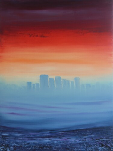 Painting titled "Illusory City" by Serguei Borodouline, Original Artwork, Oil