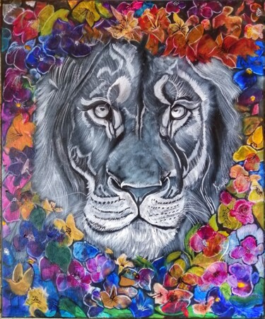 Peinture intitulée "Un Roi" par Sandrine Engle, Œuvre d'art originale, Acrylique Monté sur Châssis en bois