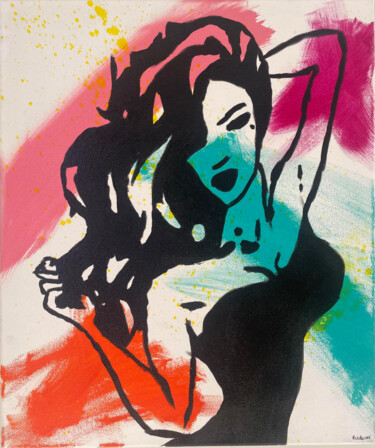 Pintura intitulada "WOMAN POP" por Rouroune, Obras de arte originais, Acrílico Montado em Armação em madeira