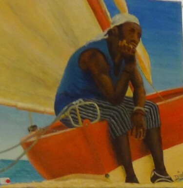 Peinture intitulée "Le rêveur" par Nadine Bichon, Œuvre d'art originale, Huile