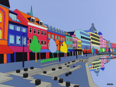 Ǻboulevarden Aarhus (Denmark) 绘画 标题为“Ǻboulevarden Aarhus…” 由Sophia Heeres, 原创艺术品, 丙烯 安装在木质担架架上