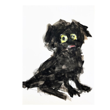 Peinture intitulée "Dog on paper #6" par Karen Thomas, Œuvre d'art originale, Acrylique
