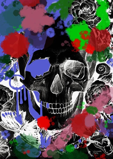 Halloween. Skull and Blots Digital Arts titled "Halloween. Skull an…" by Natalia Veyner, Original Artwork, 2D Digital Work