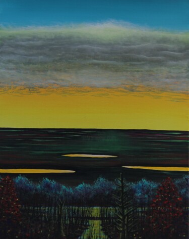 Malerei mit dem Titel "Lakes Land" von Serguei Borodouline, Original-Kunstwerk, Acryl