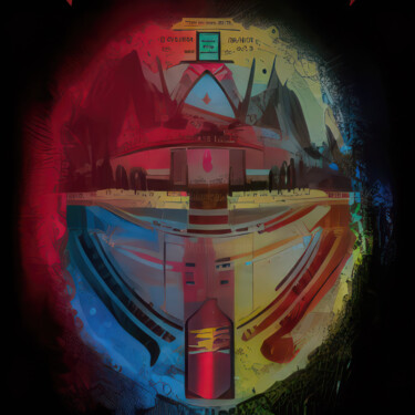 Arts numériques intitulée "Undisclosed AI 198" par Steve Awhtz, Œuvre d'art originale, Peinture numérique Monté sur Châssis…
