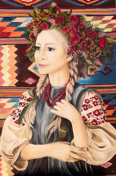 绘画 标题为“Slobozhanka” 由Anna Zhdanyuk, 原创艺术品, 油 安装在木质担架架上