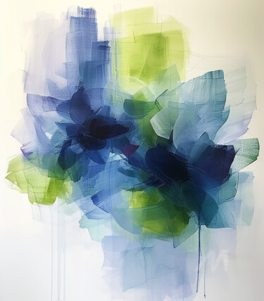 数字艺术 标题为“Dance of Blue Ink 2” 由Kselma Randvald, 原创艺术品, 2D数字工作