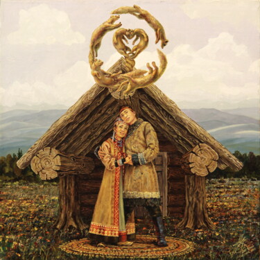 「The Magic Hat (Nana…」というタイトルの絵画 Георгий Инешин (Georgy Ineshin / Георгий Инешин)によって, オリジナルのアートワーク, オイル ウッドストレッチャーフレームにマウント