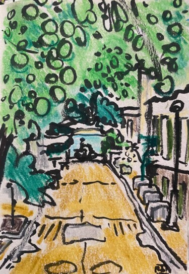 제목이 "scooter à Athènes"인 그림 Frob로, 원작, 수채화