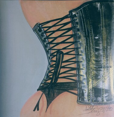 Peinture intitulée "CUIR ET FEMINITE" par Brigitte Jorda Juan, Œuvre d'art originale, Aquarelle Monté sur Panneau de bois