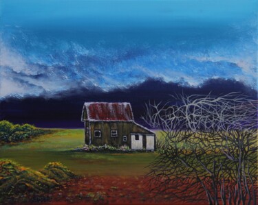 Malerei mit dem Titel "Old Barn" von Serguei Borodouline, Original-Kunstwerk, Acryl