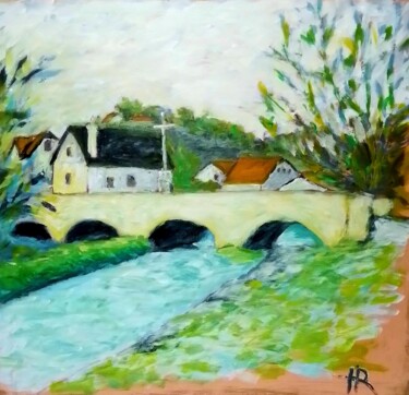 Schilderij getiteld "Pompierre sur le Do…" door Hervé Rayot, Origineel Kunstwerk, Acryl