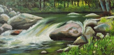 Картина под названием "River Bank Painting…" - Anzhelika Izzi, Подлинное произведение искусства, Масло