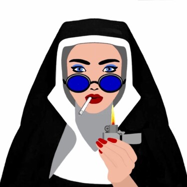 Peinture intitulée "Deviant nun" par Alain Maters, Œuvre d'art originale, Acrylique Monté sur Châssis en bois