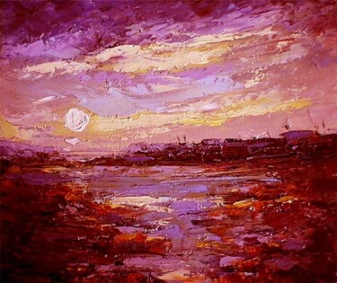 Peinture intitulée "Coucherde soleil  a…" par M'Hamed Saci, Œuvre d'art originale