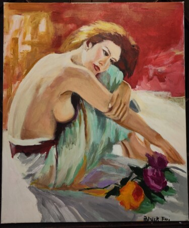 Painting titled "Jeune femme au dos…" by Patrick Foi, Original Artwork, Acrylic Mounted on Wood Stretcher frame
