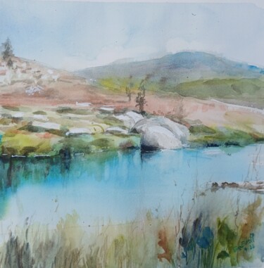 Mont Lozère le Tarn n°32024 Painting titled "Mont Lozère le Tarn…" by Eve Elikoff, Original Artwork, Watercolor