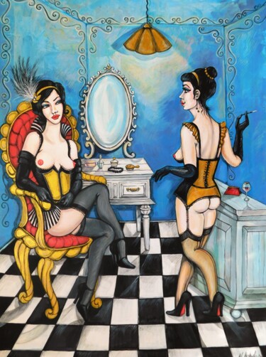 Painting titled ""Umkleideraum"" by Natia Antadze, Original Artwork, Acrylic