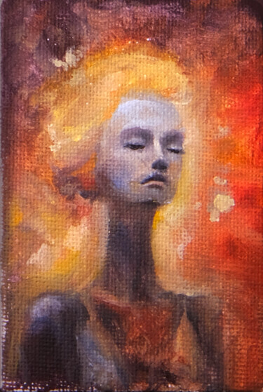 Painting titled "Woman with butterfl…" by Aleksandr Morozov, Original Artwork, Acrylic