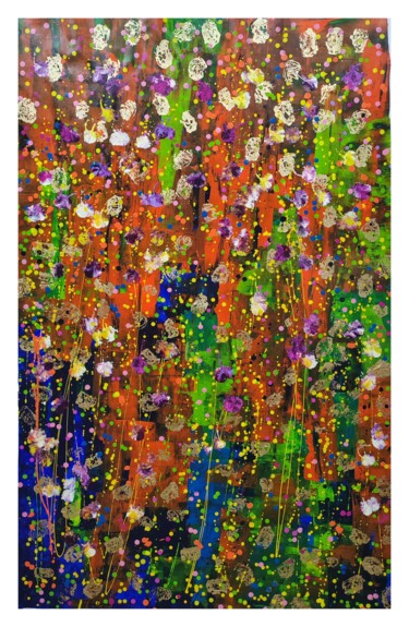 Pittura intitolato "Sous bois en fleurs" da Myriam Carbonnier, Opera d'arte originale, Acrilico