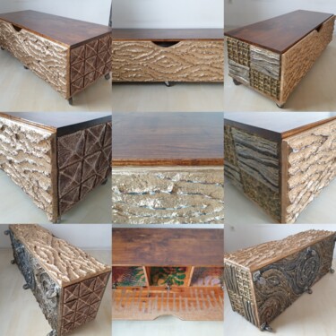Design intitulée "TV Table-*Golden tr…" par Eduard Kattai, Œuvre d'art originale, Meuble