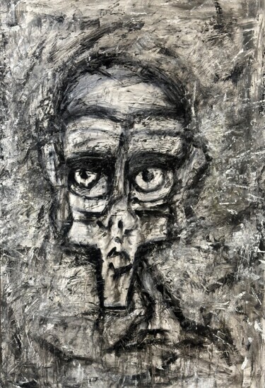 Painting titled "NAMELESS FACE - B&W…" by Jeremy Soares, Original Artwork, Acrylic