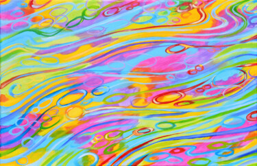 Painting titled "Cosmic Flow 01" by Wladimir Vinciguerra, Original Artwork, Oil Mounted on Wood Stretcher frame