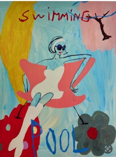 Printmaking titled "Swimming Pool" by Vincent Alran, Original Artwork, Screenprinting