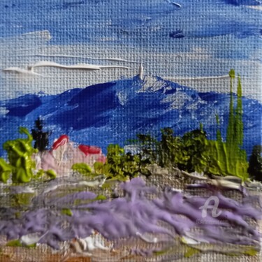 Painting titled "Ventoux en Août" by Roberto Urbano, Original Artwork, Acrylic Mounted on Wood Stretcher frame