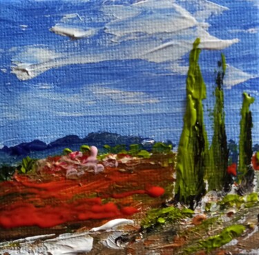 Painting titled "Octobre rouge en Pr…" by Roberto Urbano, Original Artwork, Acrylic Mounted on Wood Stretcher frame