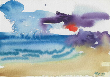 Malerei mit dem Titel "Strand bei Castiglo…" von Herbert Wiedergut, Original-Kunstwerk, Aquarell