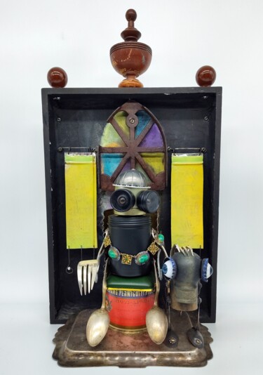 Skulptur mit dem Titel "Lord of Peglaland w…" von Branimir Misic, Original-Kunstwerk, Metalle Auf Holzplatte montiert