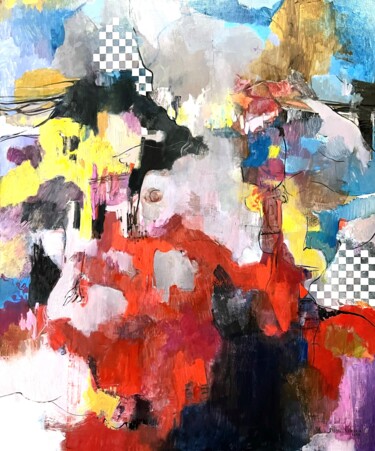 Painting titled "Игра скоморохов" by Olesea Albu, Original Artwork, Oil