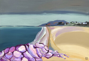 Peinture intitulée "Plage des Sables Bl…" par Laurent Gilbert, Œuvre d'art originale, Acrylique Monté sur Châssis en bois