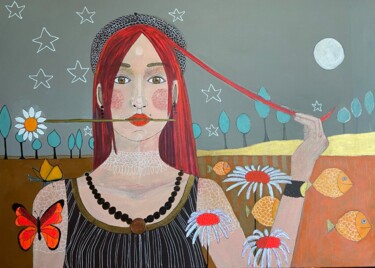Peinture intitulée "Promenade au clair…" par Marie-Pierre Noel, Œuvre d'art originale, Acrylique Monté sur Châssis en bois