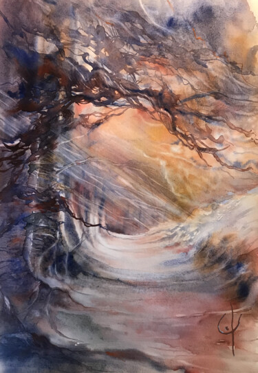 "Rêverie automnale" başlıklı Tablo Yannick Ollitrault tarafından, Orijinal sanat, Suluboya artwork_cat. üzerine monte edilmiş
