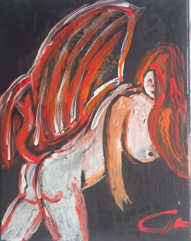 绘画 标题为“Painting "DarkAngel"” 由Rikortgallery, 原创艺术品, 丙烯 安装在其他刚性面板上