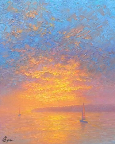 Картина под названием "Sunset 42" - Dmitry Oleyn, Подлинное произведение искусства, Масло Установлен на Деревянная рама для…